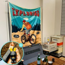 전세집 중문대신커튼 홈 캠핑 분위기 배경 천 캠핑 캠프 현관가림막 커튼, 자전거E