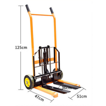 수동지게차 미니 지게차 포크 리프트 지게발 스테커 운반기, 적재 200kg 높이 0.9m 포크모델