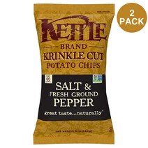 Kettle Brand Potato Kettle Chips 케틀 브랜드 포테이토 칩 크린클 컷 솔트 페퍼 케틀칩 141g 2팩, 2개