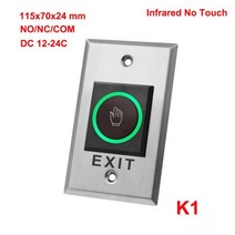 대문번호키 유리문 양문형 자동문 도어락 No Touch Exit 버튼 릴리스 스위치 오프너 NO COM NC LED 조명 도어 액세스 제어 시스템 입력 열기, K1