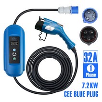 전기차 충전기 케이블 레벨 2 ev 유형 1 32a 7.2kw 1phase sae 5, 1-type1 32a 씨 블루