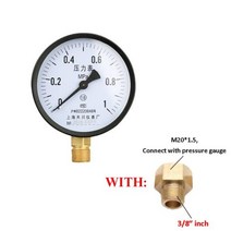 압력센서 압력계 압력게이지 공조기 인디케이터 유량계 미터 나사 m20 1.5 단위 mpa 게이지가있는 100mm 다이얼 가스 물 범용 압력 게이지가있는 물공기진공 압력 게이지, -0.1-0(진공), 3-8 어댑터 포함