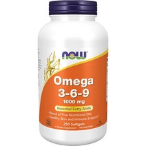 NOW 오메가 3-6-9 1000mg 소프트젤 250개, 250정, 1개