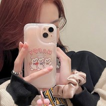 해피 바니 에어폭스 감성케이스 귀여운 토끼 투명 쿠션 아이폰 케이스 14 13 12 프로 프로맥스 플러스