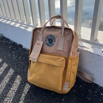 피엘라벤 칸켄가방 FJALLRAVEN 방 하이 여행 방수 여성 캐주얼 포그 레인보우 아트, 내추럴 옐로우와 카키