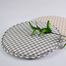 샤이나 선염 체크 면 스폰지 원형 방석 38cmX38cm