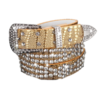 Makone 여성용 가죽벨트 여성 유행패션 큐빅 인레이 리얼소가죽 코디하기쉬운 청바지 장식 드리블 벨트 핀버클