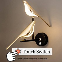 인테리어 감성 무드 LED 조명 장식 현대 LED 벽 램프 까치 버드 라이트 실내 조명 홈 침대 옆 침실 거실 단순 예술 장식, Switch Two heads, CHINA, Cool light