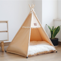 인디언 텐트 반려동물 하우스 애견 텐트 모던 하우스 고양이집 강아지집 S M L, 살구