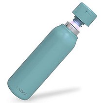 UVBrite 빔 셀프 클리닝 UV 정수 물병 / 스테인리스 충전식 살균 정화 18.6oz, 시안, 18.6 온스