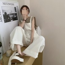 여자 봄여름 멜빵바지/루즈핏 데일리 멜빵팬츠