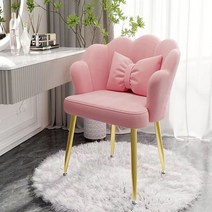 북유럽 골드 철제 벨벳 화장대의자 등받이 공주의자, 딥핑크