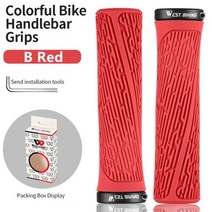 WEST BIKING 자전거 그립 부드러운 고무 MTB 도로 충격 방지 미끄럼 핸들 바 커버 인체 공학적 사이클링, B Red