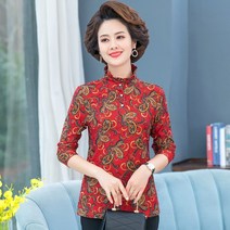 긴팔 이너셔츠 봄가을 미드 노년 여성의류 주름 레이스 40대 중년 인 엄마 티셔츠상의 4772864412