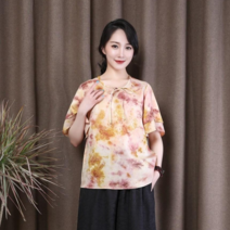 천연염색 인견 리본 블라우스