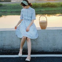 여성 러블리 패턴 허리라인 이쁜 도트 쉬폰 원피스