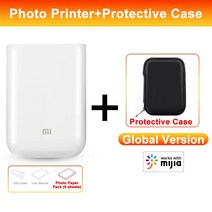 포켓포토 미니프린터 인화지 포토용지 Xiaomi-Mijia 미니 포켓 포토 프린터 글로벌 버전 ZINK 종이 휴대용 3 인치 DIY 공유 그림 Mi 홈 앱으로 작동, 03 With Case