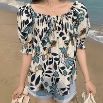 여성 블라우스 여름 레이스 셔츠 플로럴 오프숄더