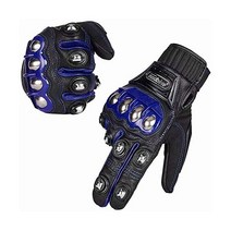 ILM 터치스크린 합금 스틸 아웃도어 장갑 모터사이클 파워스포츠 레이싱, Large, (LEATHER) BLUE