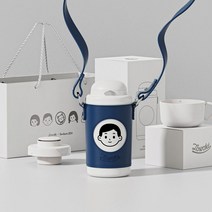 KISKY 스테인레스 스틸 보온병 컵 애호가, 블루 코마츠 더블 뚜껑 선물 상자