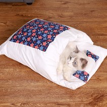 일본 고양이 둥지 고양이 잠자는 가방 폐쇄 이동식 고양이 둥지, M, 진한 파란색 별