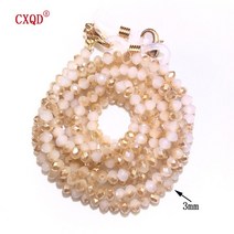 체인 수제 패션 독서 안경 여성 선글라스 코드 3mm 전기 도금 끈 구슬 마스크 선물 도매, [24] 3mm beige, [01] 75cm