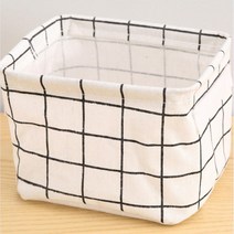 흰색 체크 패브릭박스 수납바구니 농산물상자 원룸 소쿠리 학생