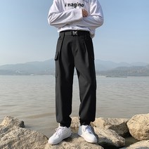zhubo타이드 레깅스 작업 바지 남성용 일본 트렌드 인 기능성 점 팬츠 가을 겨울 러피언 핸썸 루즈 캐주얼 팬츠 트렌드