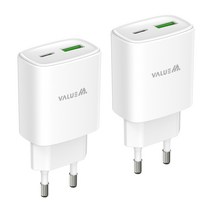 밸류엠 2포트 PD PPS 초고속 25W 충전기 VM-N16MPDQC2P25, 화이트, 2개