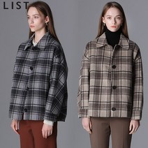 리스트 리스트 루즈핏 울 핸드메이드 체크 재킷