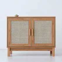 마켓비 BENTAN 2문 라탄 엔틱 콘솔 수납장 / 낮은 주방 그릇장