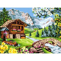 스위스 알프스 초원 농장 우드 직소퍼즐 설산 오두막집 인더숲 보면 기분이 좋아지는 유화감 자연풍경 행운 부귀 모으는 조각퍼즐 집콕취미 스트레스 해소 집중력향상 선물용 11종, 300조각, 농장 풍경 퍼즐선택10