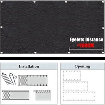 검은 울타리 개인 정보 보호 화면 안티 자외선 태양 대피소 정원 그늘 캐노피 야외 천막 풀 커버 패브릭 HDPE 차양 천, [21] .xm, [02] Hole Spacing CM