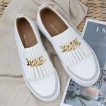 여성용 통굽 체인 술장식 로체 슬립온