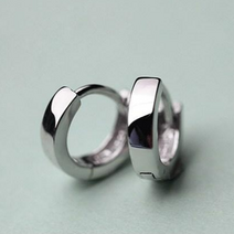 ER02 Silver 실버 은침 심플 원터치 미니 링 귀걸이