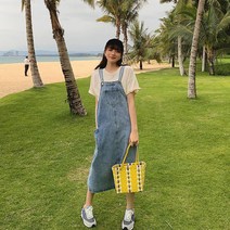 [질좋은] 캠퍼스룩 러블리감성 원피스 멜빵 오버롤 롱 새내기룩 개강룩 데일리 청원피스 데님