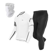 엠씨엔 MCN 라이더 화이트 긴팔+7부바지+마스크 자전거의류 복장