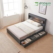 우아미가구 모노 피크 LED 3서랍수납형 본넬양면 K 침대 DM5250, 메이플