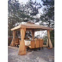 원두막 휴게시설 정자만들기 전원주택 펜션 정원, 3.5x3.5m - 초가집 + 커튼