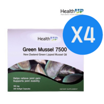 뉴질랜드 초록입홍합 오일 헬스업 그린머슬 7500 240캡슐 파란 홍합 오일 푸른 청홍합 green mussel 7500+사은품, 4개
