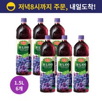 델몬트 포도주스 1.5Lx6개쥬스학교 유치원 학원 사무실 간식 어린이 과즙 과일 피크닉 음료 음료수, 1.5L