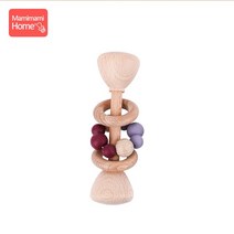 아기 체육관 신생아 유아 놀이 놀이방 매트 베이비 장난감 1pc Teether 나무 음악 딸랑이 BPA 반지 설치류 실리콘 구슬 교육 몬테소리 완구 어린이, [05] Red Wine