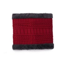 겨울 남성 여성 기모 비니 모자 니트 양모 목 스카프 발라클라바 마스크 보닛 세트, [12] Red scarf, [01] 싱글 사이즈