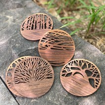 트리 우드 티코스터 월넛 원목 컵받침 홈카페 선물용 각인, T4, 문구변경(나눔바른고딕)