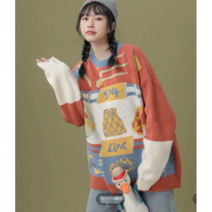 가을겨울 신상품 스웨터 여성용 라운드 터틀넥 사랑스러운 나른한 느낌의 빈티지 학생 니트