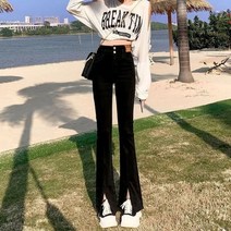화이트블루 2023 빈티지 패션 트렌드 청바지 여성용 럭셔리 데님 팬츠 하이웨이스트 신축성 플레어 레깅스 블랙 벨 보텀 진
