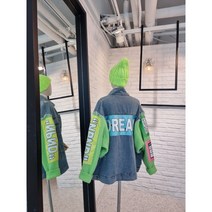 [반다리] 가오리 니트 배색 오버핏 청자켓