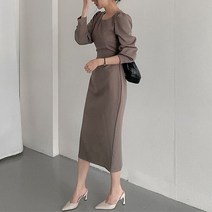 넷투넷코리아 여성 롱원피스 슬림핏 데일리 H라인 단색 하객룩