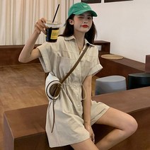 반바지점프수트 슈트 카고 오버올 여름 솔리드 드로우 스트링 Streetwear 여성 드레이프 와이드 레그 4944777902