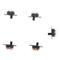 5 PC 50V 0.5A 3 핀 2 위치 ON / OFF 1P2T SPDT 슬라이드 스위치 3 핀, 19.8x5.6x13mm., 검은 색